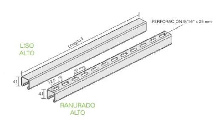 PERFIL ALTO LISO 4X4X3 MTS CAL 16