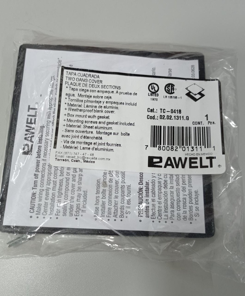 [0418] TAPA CIEGA P/CAJA 4X4 (2400) 4 HUECOS