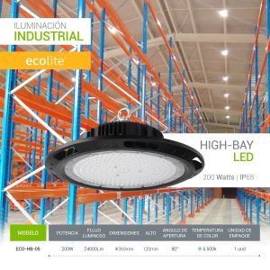 [ECO-HB-05] LUMINARIA 200W LED 6500K IP65 HIGHBAY