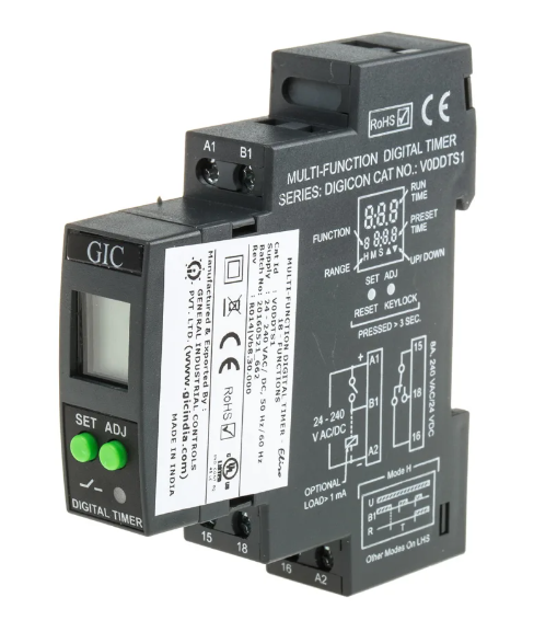 [75495] TEMPORIZADOR DIGITAL MULTIFUNCIÓN  SLIM 24-240V AC/DC 0,1S-999H DIN