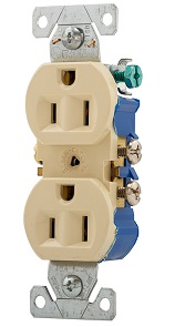 [270V] TOMA CTE DOBLE P/T MARFIL 15A 125V