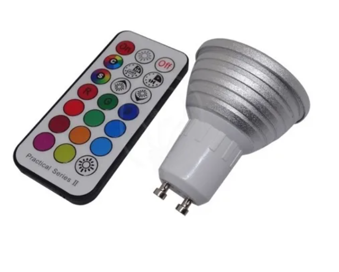 BOMBILLO 3W LED RGB 110/240 DICRO. GU10 C/REMOTO