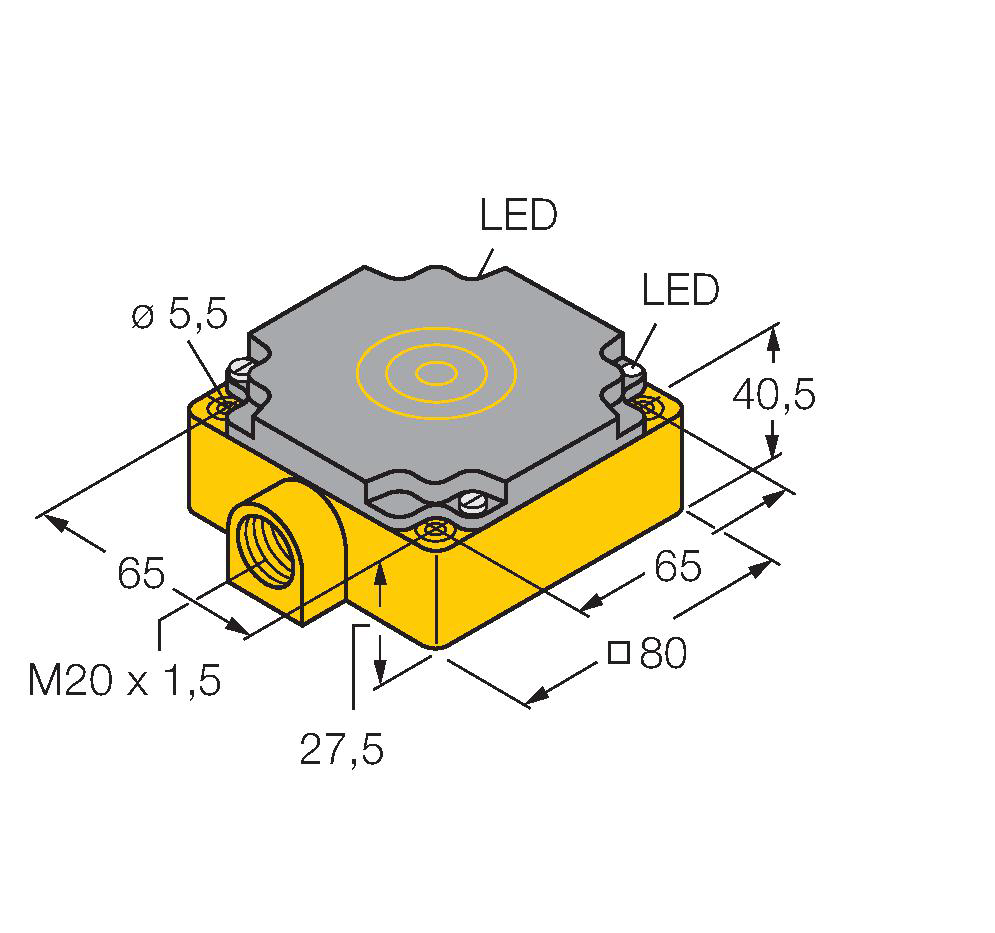 [NI40-CP80VP4X2] SENSOR D/ PROX. IND. 10-65VDC 4 PINES 40mm RECTANGUL