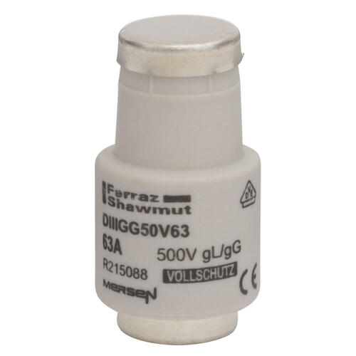 [DIIIGG50V63] FUSIBLE DIAZED E33 DE 63A 500V TAM DIII (BOTELLA)