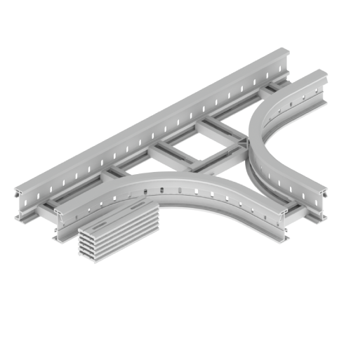 DERIVACION EN "T" P/BANDEJA ESCALERA 85X200mm PVC GRIS