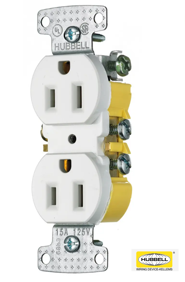 [RR15W] TOMA CTE DOBLE P/T BLANCO 15A 125V