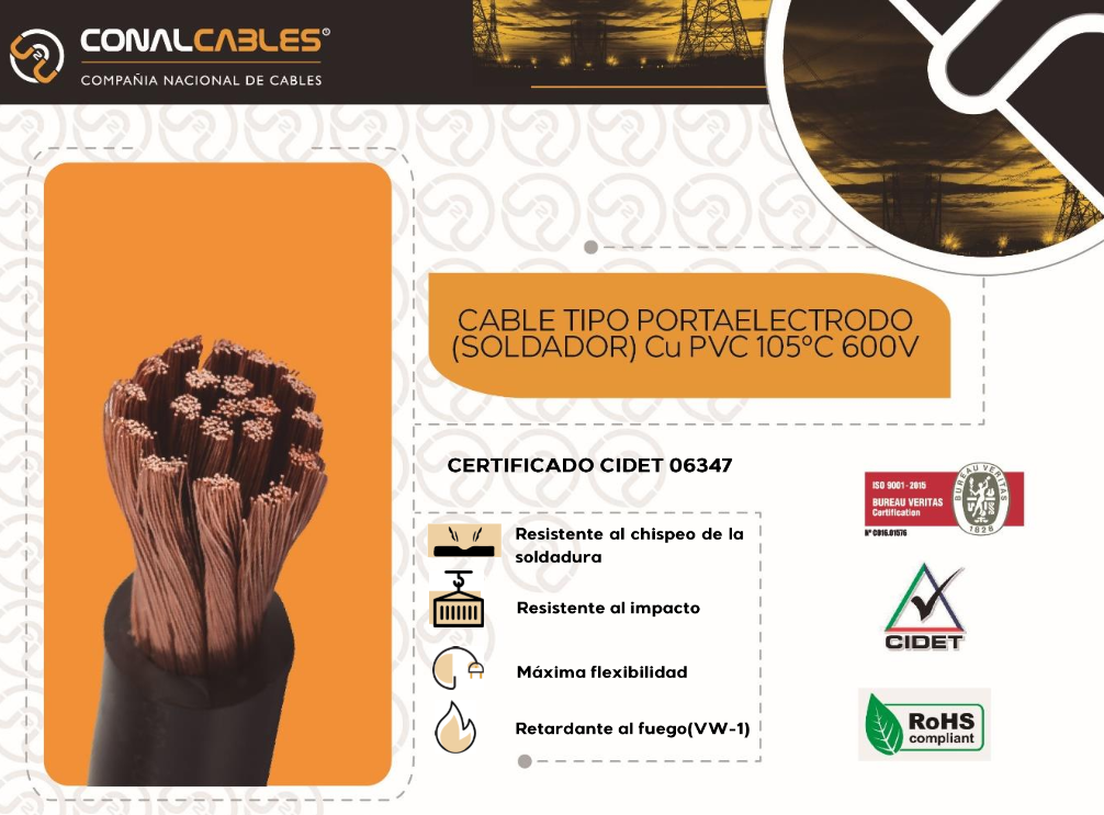 [CS2CC] CABLE SOLDADOR #2 100 AMP 600V EN COBRE (CONALCABLES)