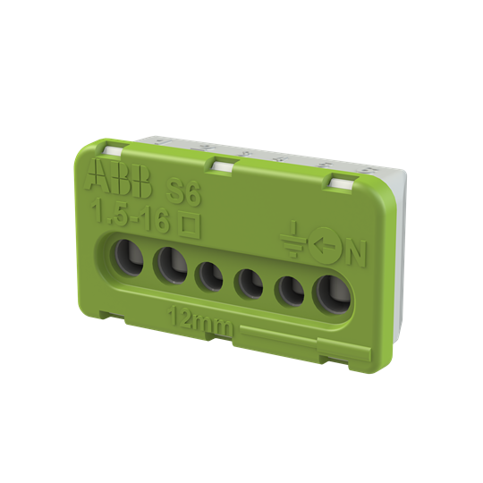 BLOQUE D/TERMINALES TIERRA 3 VÍAS 100 AMP 400V VERDE (PEK/S06)