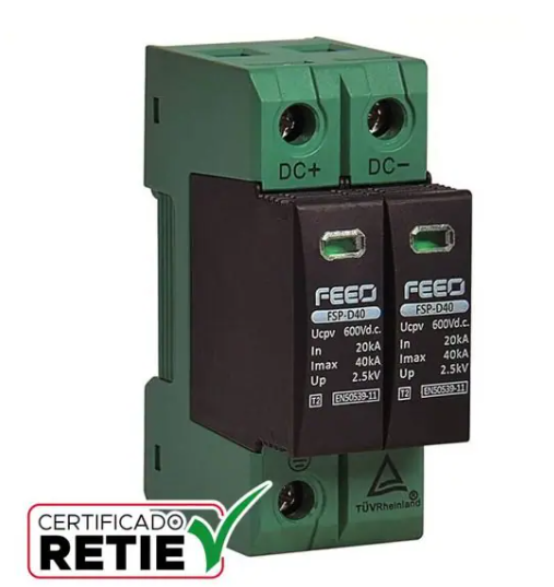 [FSP-D40-2P] SUPRES. D/PICOS 500VDC 20-40KA 2 POLOS