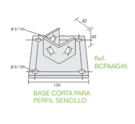 BASE CORTA P/PERFIL SENCILLO GALV.