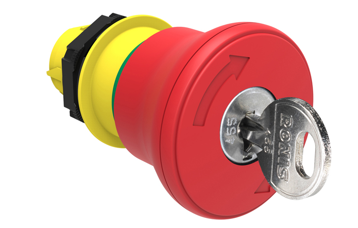 PULS. D/EMERG.C/RETENC.ROJO 40MM NC